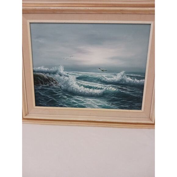 Ocean Waves Oil Painting 17x21 Framed Signed Original Canvas Sea by W. DAWSON - Picture 9 of 16